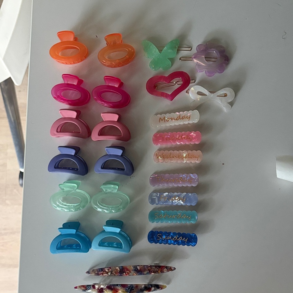 Colorful Assorted Hair Clips Set  Days of the Week Clips Pastel & Bright